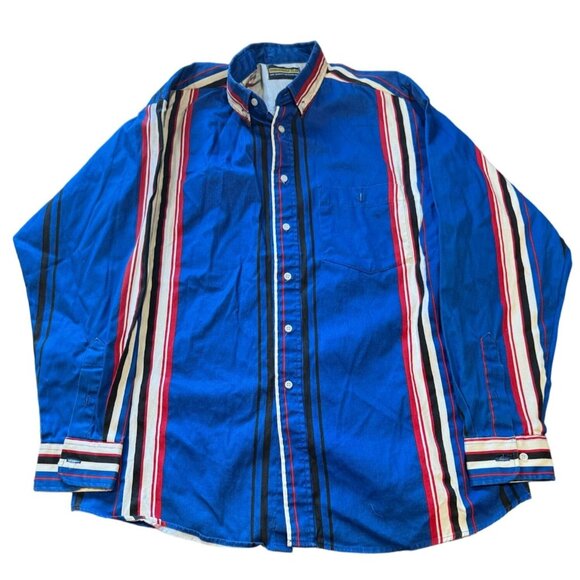 Panhandle Slim Other - Vtg Panhandle Slim Shirt Mens Large Blue Red Striped Plaid Western USA |W1